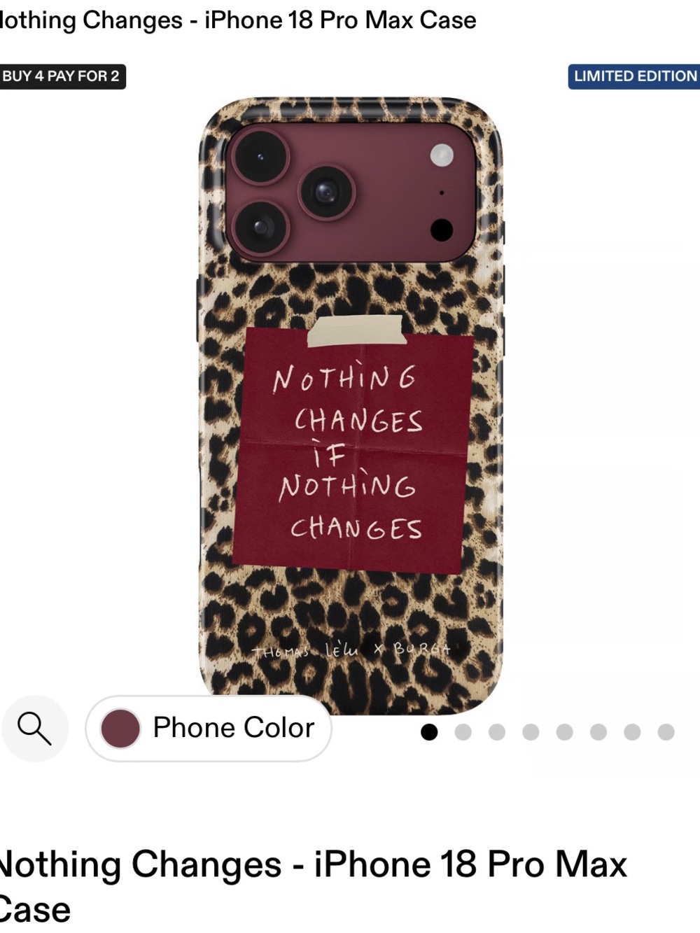 Casetify Leopard Print Case with Burgundy Quote Patch